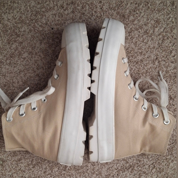 Sincerely Jules VESPA Women’s High Top Lug Sole Platform Sneakers Natural Slu145 - Picture 3 of 6